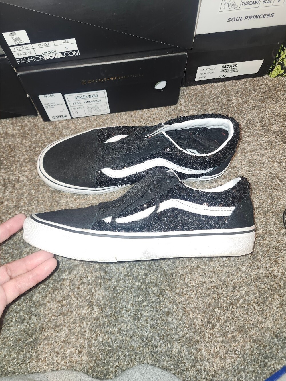 Vans Black Sequins Sneakers Size 9